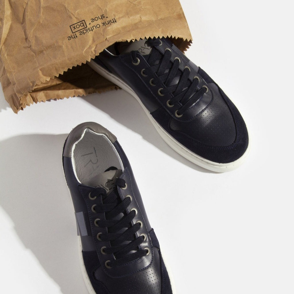 Grayson Navy Leather Sneaker - Trace Footwear - 